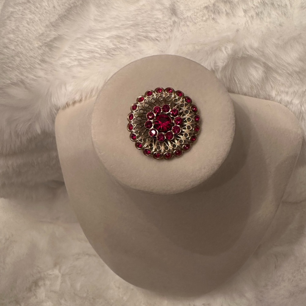 Elegant Red and Gold Brooch